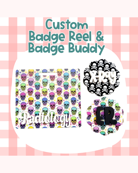 Medical Skulls Badge Reel Badge Buddy Custom Acrylic Design
