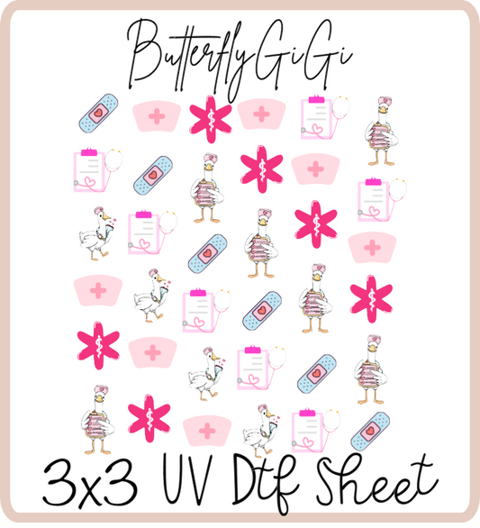 Medical Duck 3x3 UVDtf Sheet