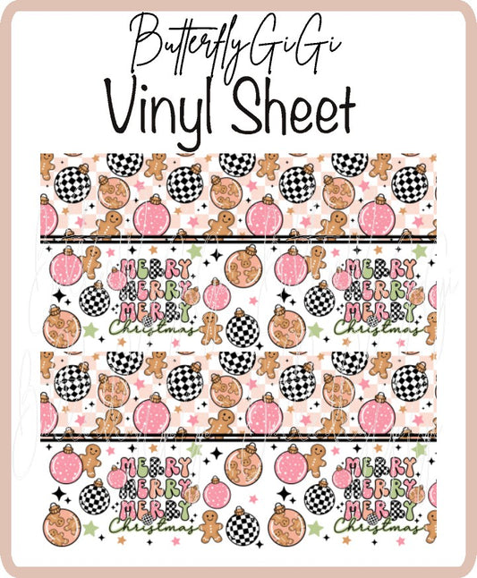 Merry Merry Christmas Pink Split Vinyl Sheet