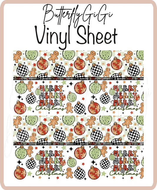 Merry Merry Christmas Red Split Vinyl Sheet