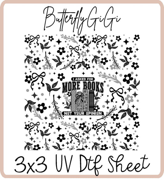 More Books Not Opinions Uv Dtf SHEET