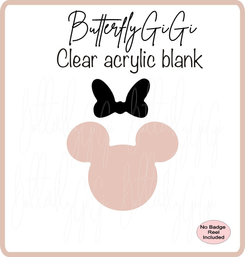 .Acrylic Blank Mouse Ears with/Without Bow