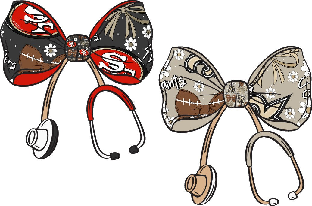 Football Stethoscope Bow UV DTF