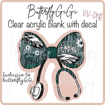 Football Stethoscope Bow UV DTF