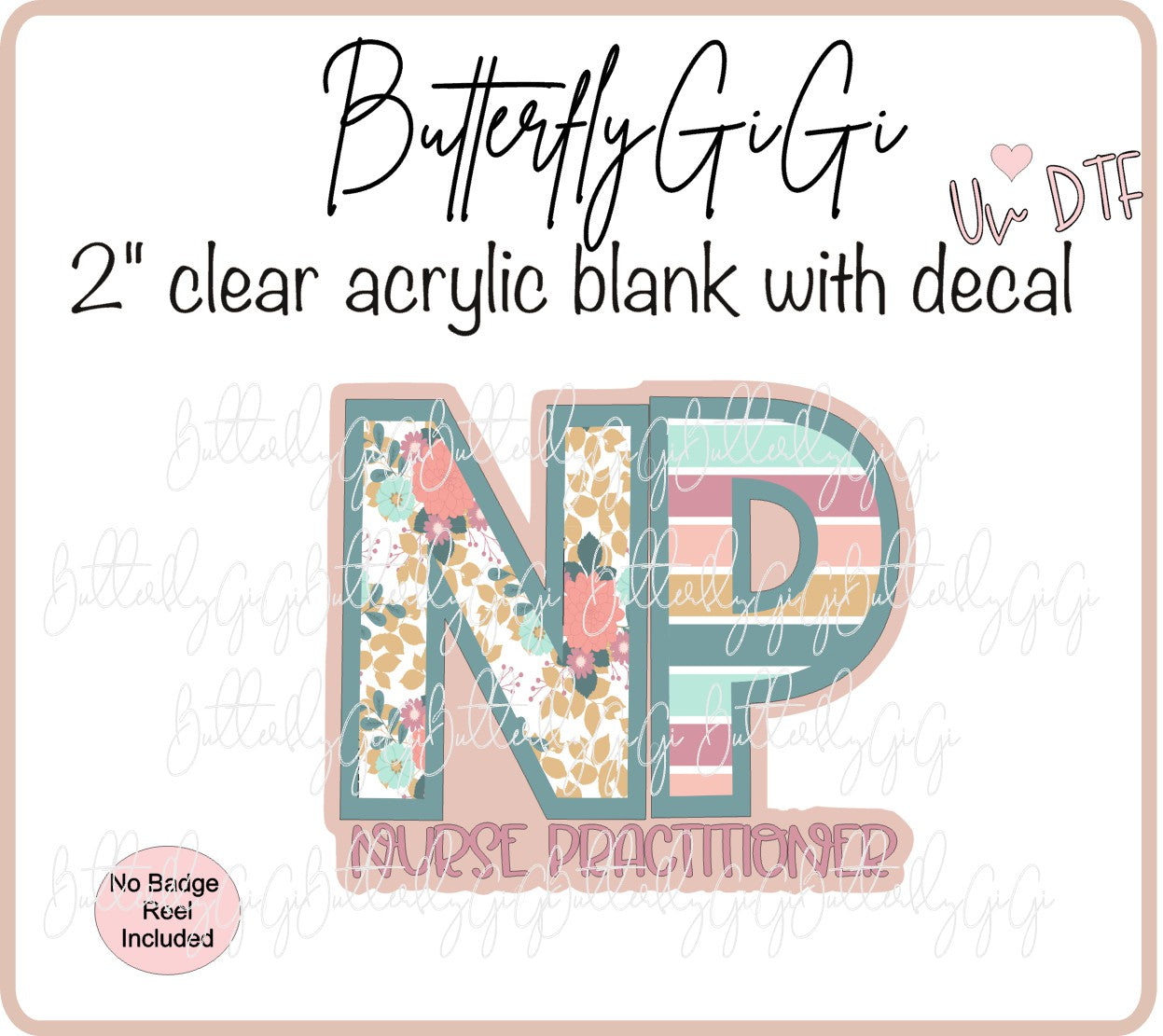 UVDTF Medical Striped Floral Occupation Title