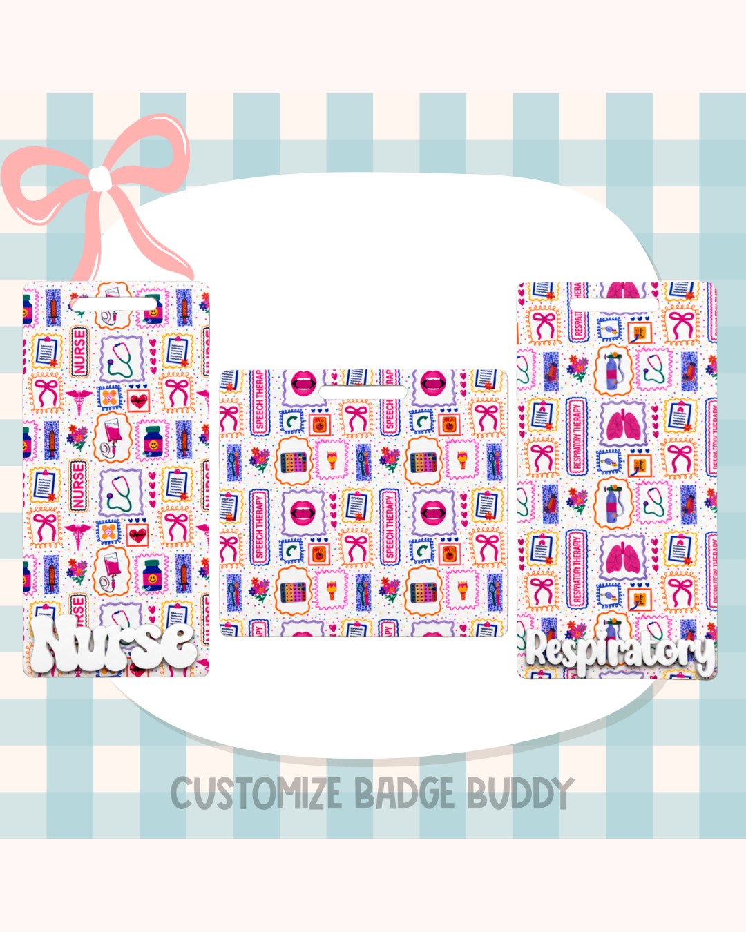 Medical Scallop Badge Buddy Custom Acrylic Design Nurse Speech RT