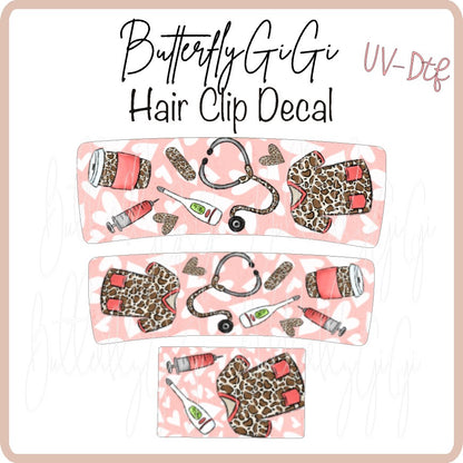 Nurse Leopard Hair Clip DECAL UV DTF