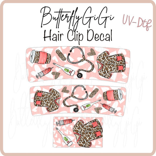 Nurse Leopard Hair Clip DECAL UV DTF