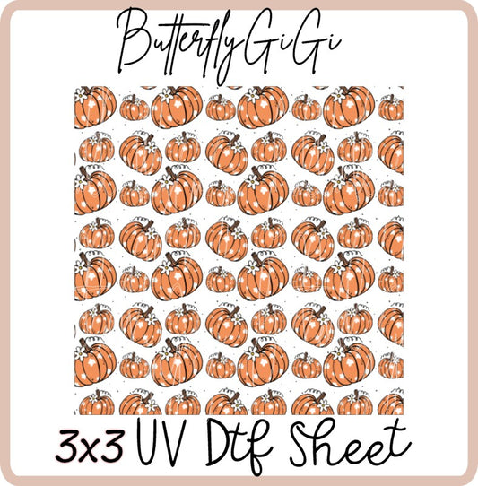 3x3 Orange Daisy Pumpkin  Uv Dtf SHEET