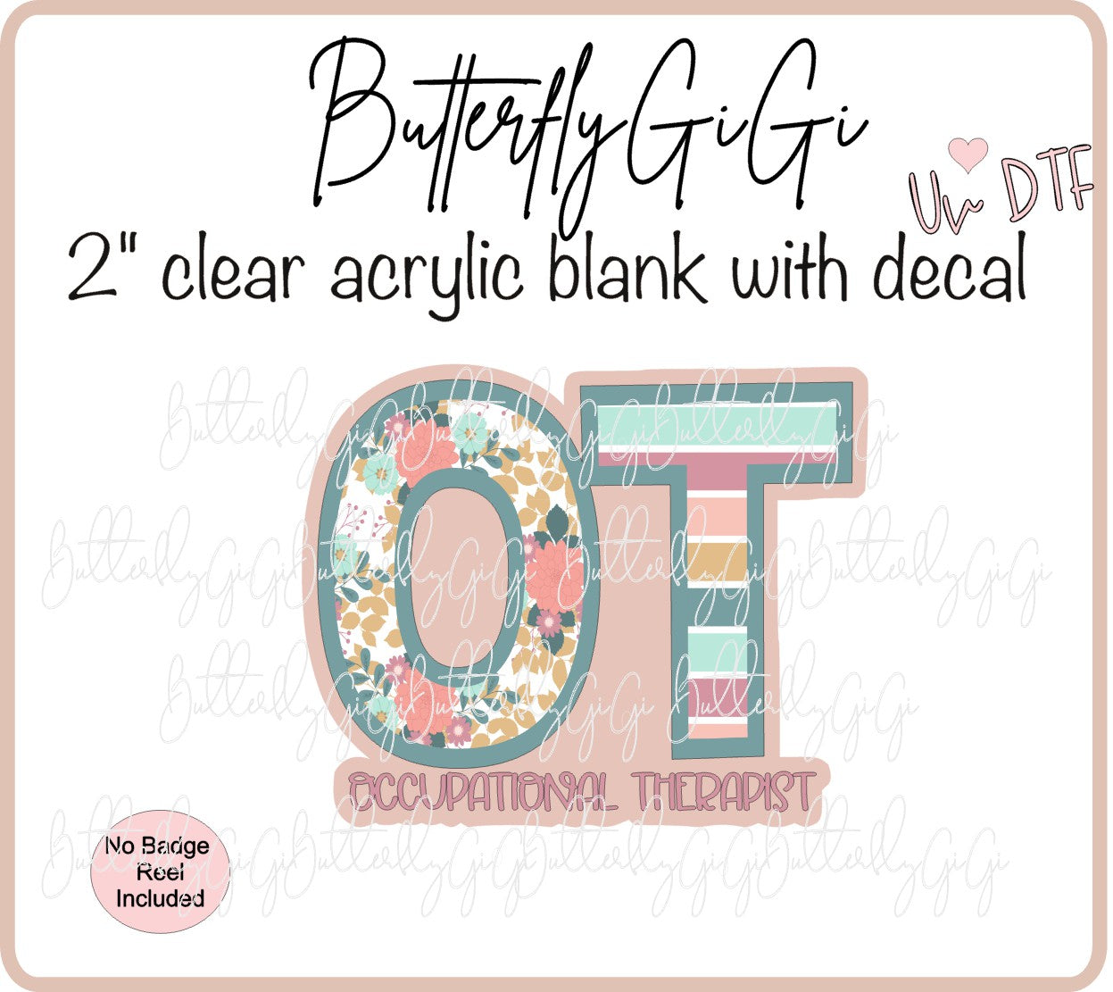 UVDTF Medical Striped Floral Occupation Title