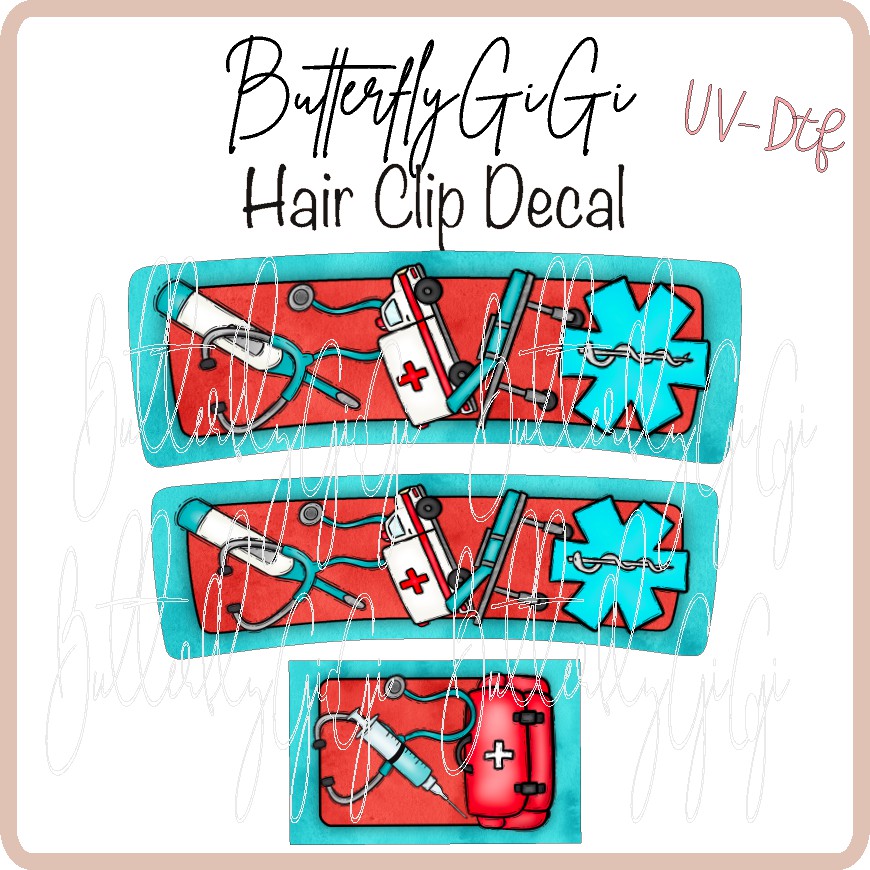 Paramedic Hair Clip DECAL UV DTF