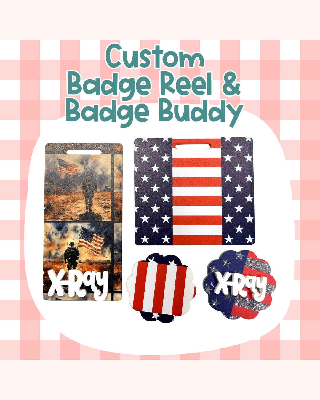 Patriotic 2 Badge Reel Badge Buddy Custom Acrylic