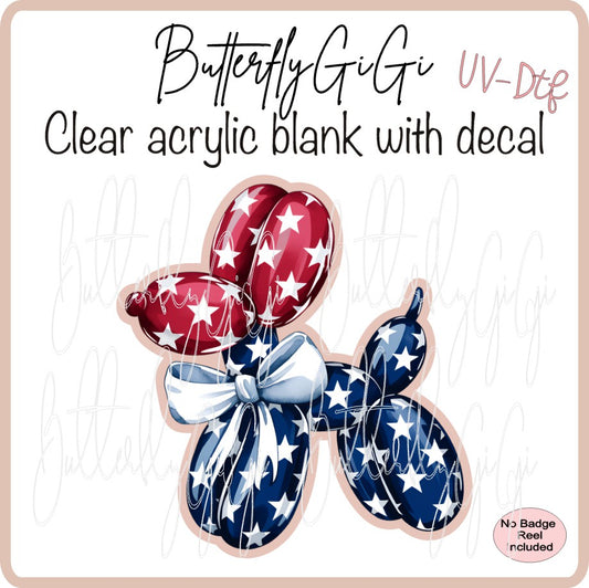 UVDTF Patriotic Balloon Dog
