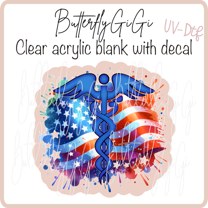 Patriotic Caduceus UvDTF