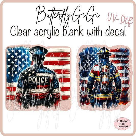 UVDTF Patriotic Fireman Police