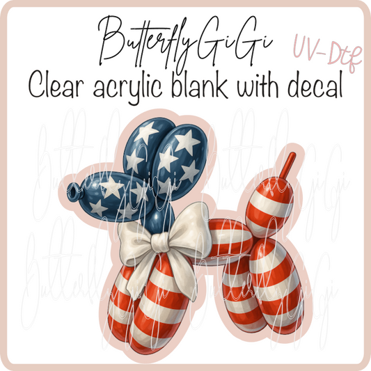 Patriotic Flag Balloon Dog UvDTF