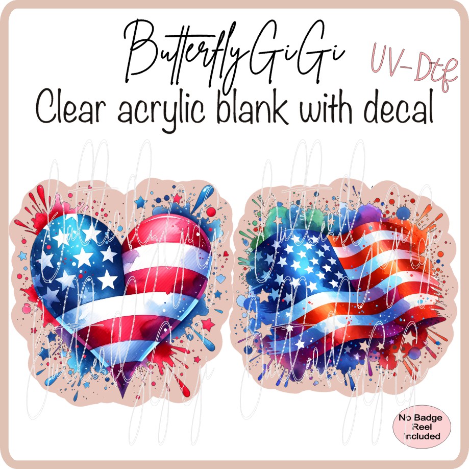 UVDTF Patriotic Heart Flag