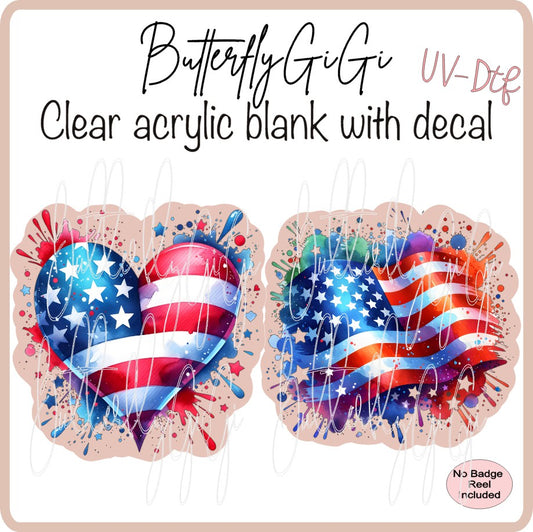 UVDTF Patriotic Heart Flag
