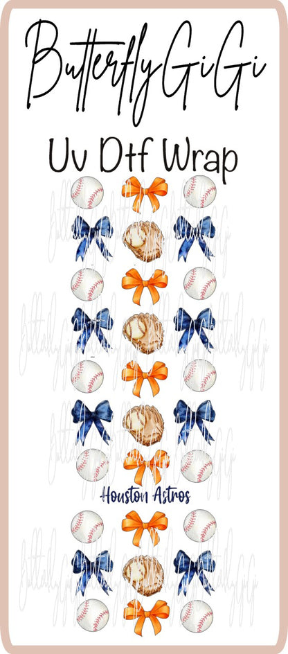 Wrap Houston Baseball Coquette UV Dtf