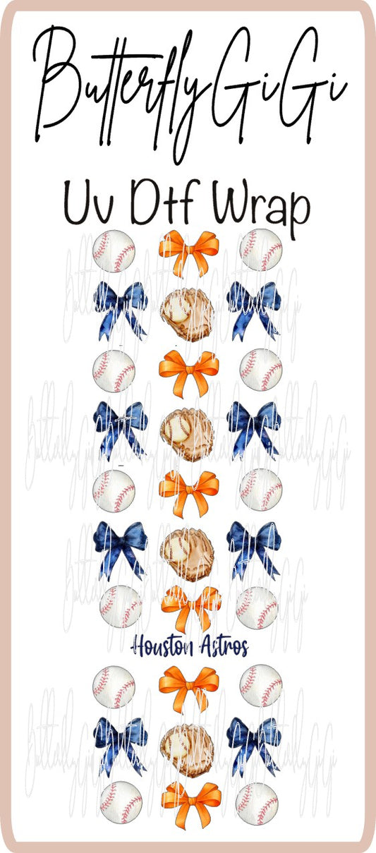 Wrap Houston Baseball Coquette UV Dtf