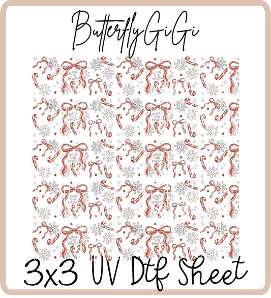 Peppermint Bows Uv Dtf Sheet
