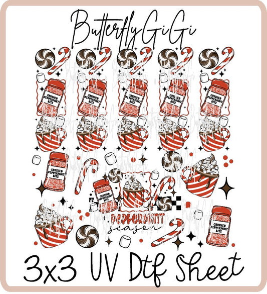 Peppermint Season Uv Dtf Sheet