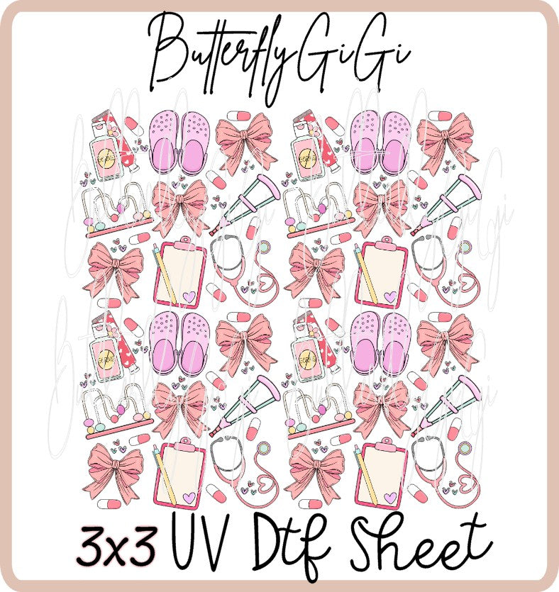 3x3 Physical Therapy Pink Uv Dtf SHEET