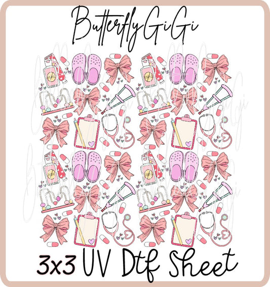 3x3 Physical Therapy Pink Uv Dtf SHEET
