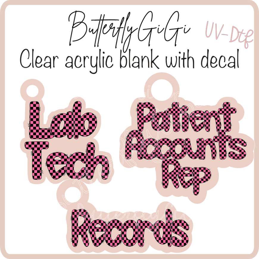 Pink Checkered Charms UVDTF