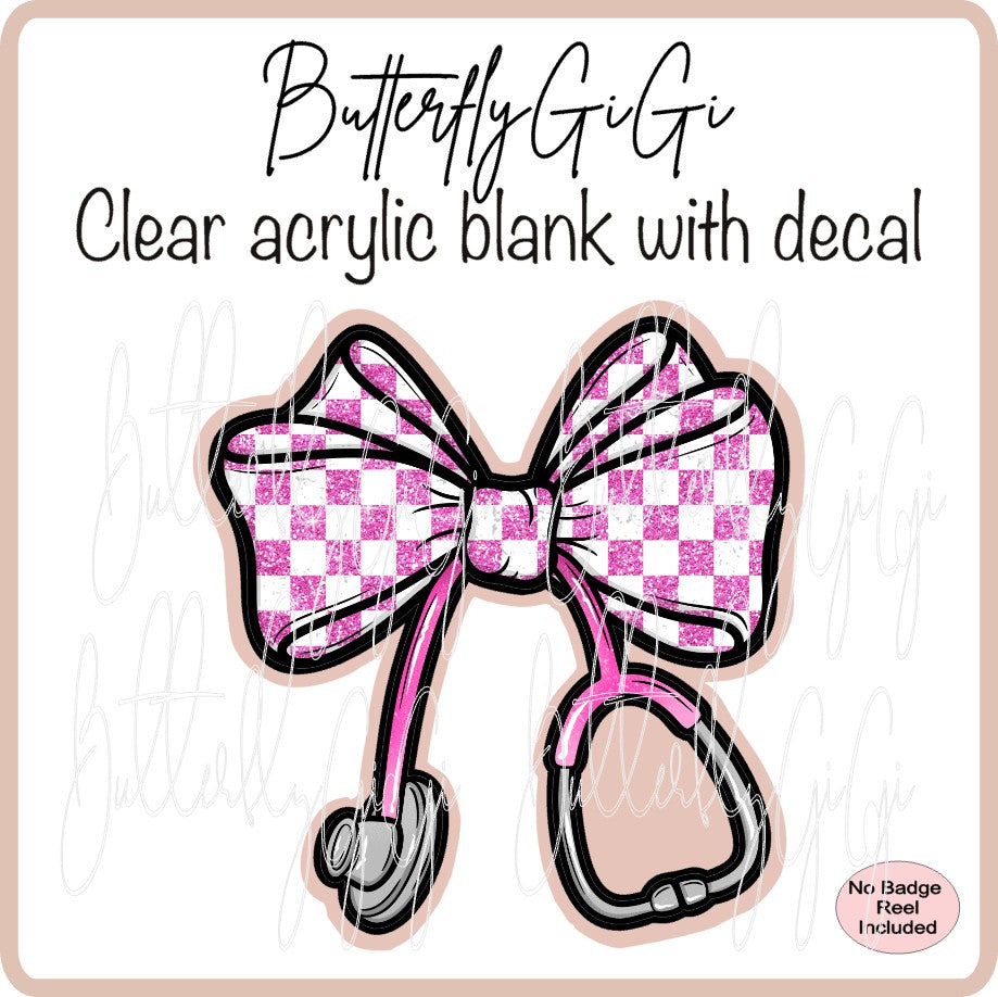 Medical Bow Pink Checkered Stethoscope
