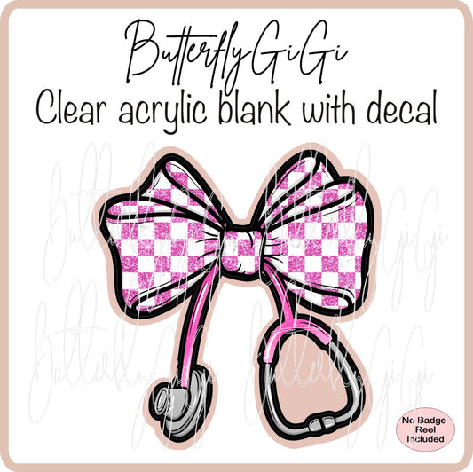 Medical Bow Pink Checkered Stethoscope