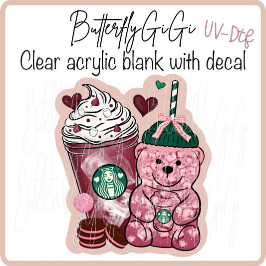 Pink Coffee Bear UV DTF