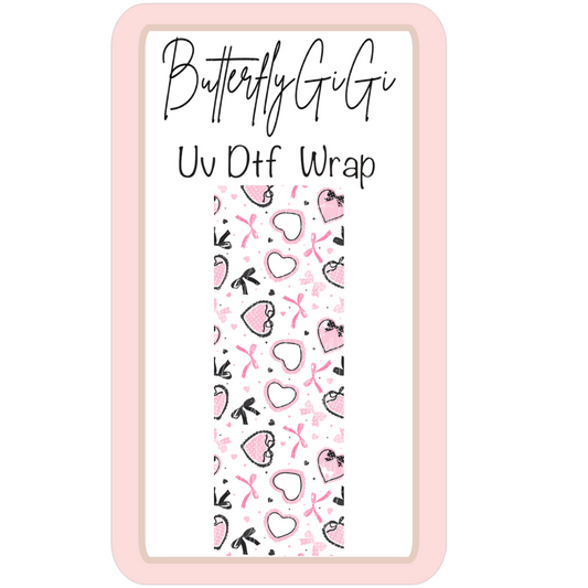 Wrap Pink Heart Coquette UV DTF