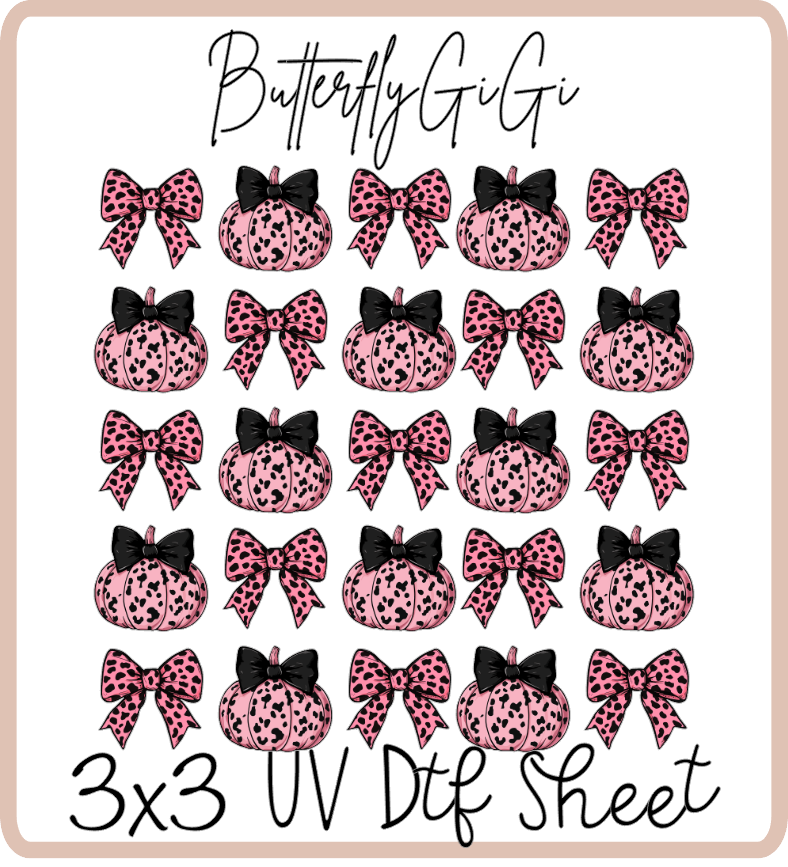 Pink Pumpkin Leopard 3x3 UVDtf Sheet
