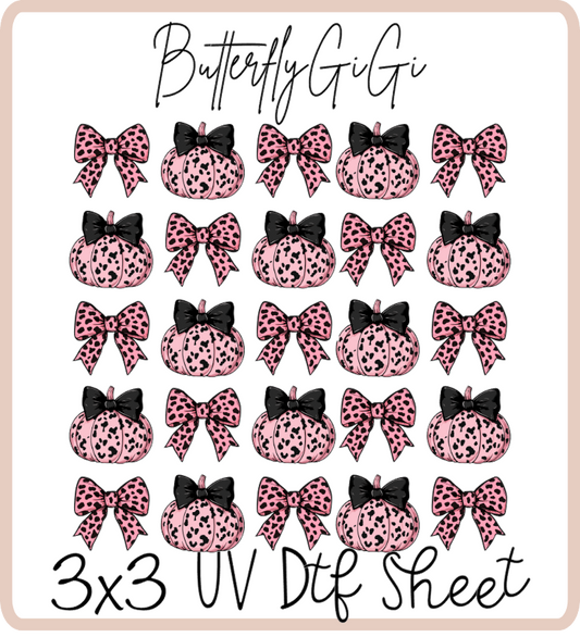 Pink Pumpkin Leopard 3x3 UVDtf Sheet