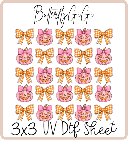 Pink Pumpkin Orange 3x3 UVDtf Sheet