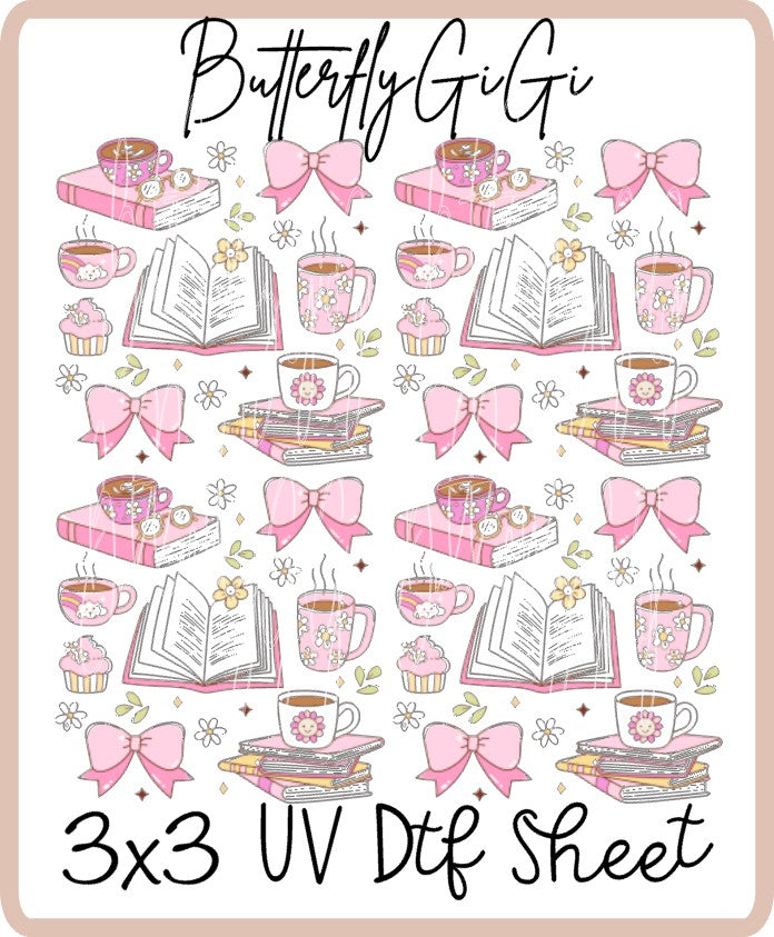 Pink Reading UV Dtf SHEET