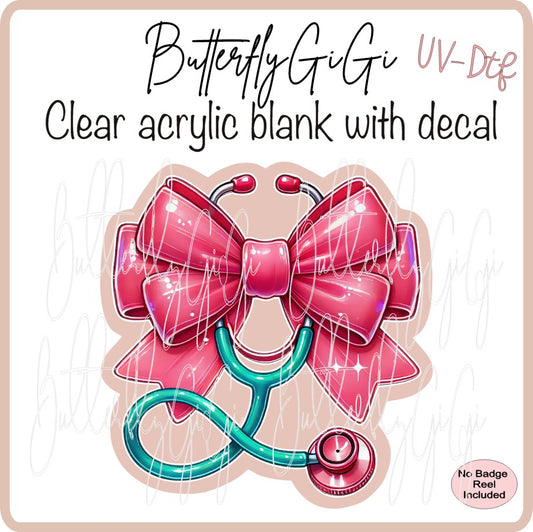 UVDTF Medical Stethoscope Bow PinkTeal