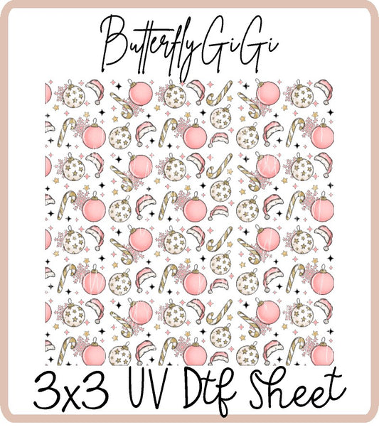 Pinky Christmas Uv Dtf Sheet