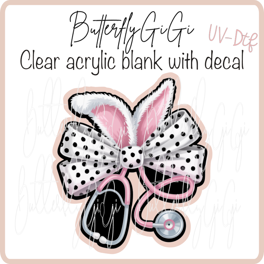 Polka Dot Bunny Steth Bow UvDTF