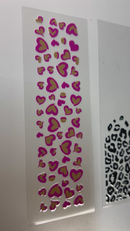 Wrap Leopard Print Gold hearts Pink Uv Dtf