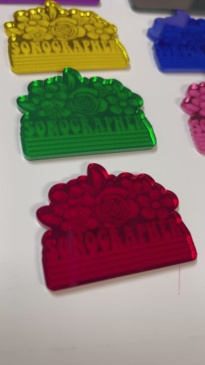.Attachment Acrylic Badge Reel Mirror Flower Occupation Title