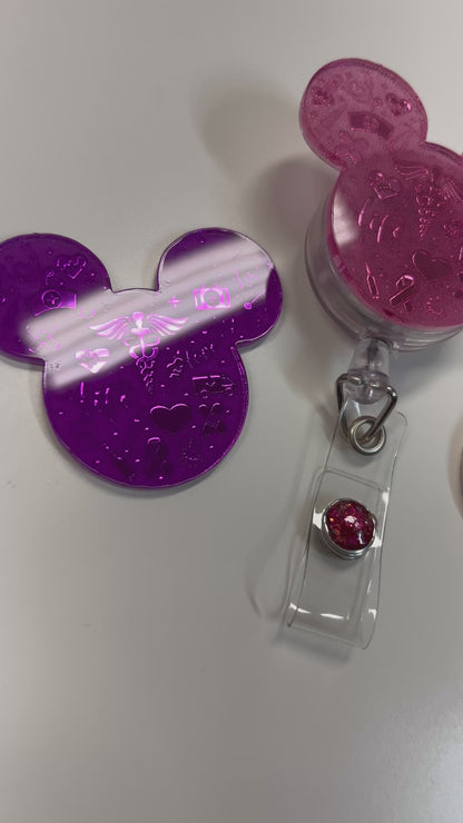.Attachment Badge Reel Mirror Mouse Ears