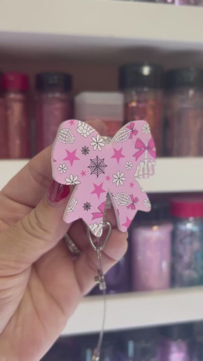 .Attachment Acrylic Badge Reel Print Bow Halloween