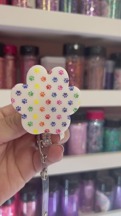 .Attachment Acrylic Badge Reel Print Dog Paw