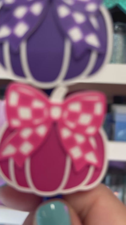 3D Printed Straw Topper Checkered Bow Pumpkin