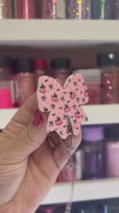 .Attachment Acrylic Badge Reel Print Bow Halloween