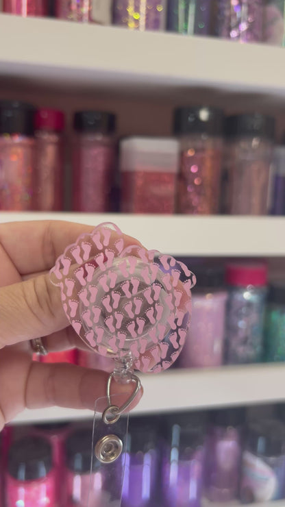 Baby Feet Badge Reel Attachment Acrylic
