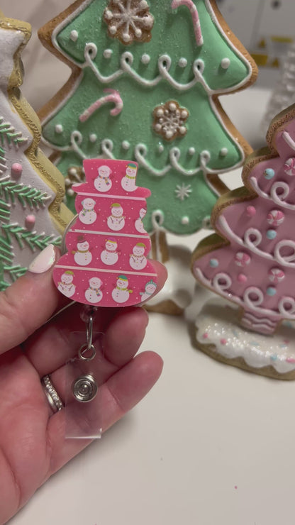 Snowman Badge Reel Attachment Acrylic