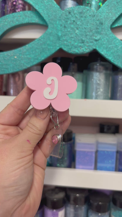 Daisy Alphabet Badge Reel Attachment Acrylic